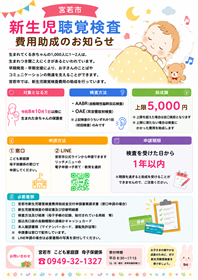 新生児聴覚検査費用助成のチラシ